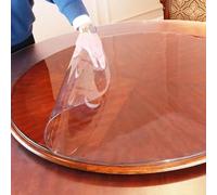 70.8 Inch Round C Table Cover Protector - Waterproof PVC Plastic Tablecloth, 1mm Thick Vinyl for Dining Room & Coffee Table, Easy to Clean & Customizable Fit