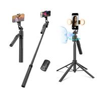 70.9” Auto Face Tracking Tripod for iPhone with Light,360° Rotating Phone Stand with TikTok Remote and Gesture Control for Video Recording,Phone Tripod Stand for Android Camera/GoPro/Ring Light