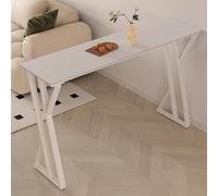 70.9 In White Sintered Stone Bar Table, Narrow Counter Height Dining Table With Carbon Steel Frame For Kitchen, Patio, Home Bar, Stools One Color 120 * 40 * 105cm/47.2 * 15.7 * 41.3in