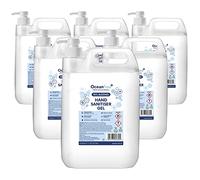 70% Alcohol Hand Sanitiser Gel - 6x 5L Litres with pump - Certified Surgical/Medical Grade - Made in the UK (Pack of 6)