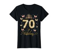 70 and Fabulous 70 Years Old Women 70th Birthday Queen T-Shirt, Women, Black, Small