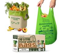 70 bags 10L | Super Strong Food Waste Corn Starch Compostable Caddy Liners | Biodegradable Bin Bags | Caddy Bin Liners | Compost Bags for Caddy | Compostable Bin Liners | Generation earth - UK Seller