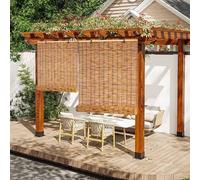 70% Blackout Roller Blinds Cut to Size 50-160cm Wide Bamboo Blinds for Windows Shutters Outdoor Roman Blinds Easy Hang for Pergola Porch Kitchen Light Filtering Roll Up Shades ReedCurtain(Carbonized C