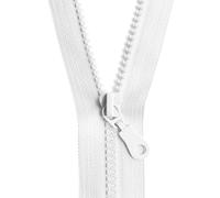 70 cm Zipper, Open Ended Separating Plastic Chunky Zip, Size No #5 Auto Lock Sliders, Plastic Moulded Teeth (White)