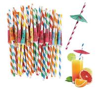 70 Cocktail Umbrellas for Drinks, Cocktail Straws and Accessories, Tropical Party Supplies for Beach, Birthday, Wedding, Summer, Hawaiian, and Pool Party Decorations
