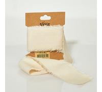 70% Cotton & 30% Polyester Frayed Edge Ribbon Beige 40mm x 3m
