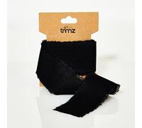 70% Cotton & 30% Polyester Frayed Edge Ribbon Black 40mm x 3m