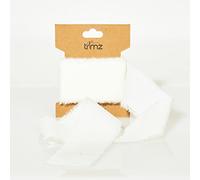 70% Cotton & 30% Polyester Frayed Edge Ribbon White 40mm x 3m