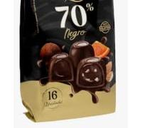 70% Dark Chocolate Assorted Bonbons, Truffle, Orange and Almond, 180g. Pack de 2
