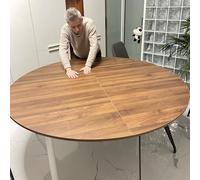 70-Inch Foldable Round Dining Table Top - Portable Wooden Banquet Table for Family Gatherings Storable & Easy to Set Up Ideal for Events and Temporary Use