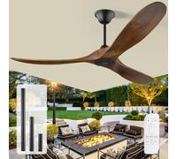 70 Inch Large Wood Ceiling Fan without Light with Remote, Rustic Farmhouse Outdoor Ceiling Fans for Patios Waterproof, 3 Blade Large Airflow Propeller Ceiling Fan for Porch Indoor Outdoor Use