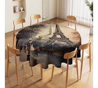 70 inch Round Tablecloth Stain & Wrinkle Resistant Polyester Romantic Paris Eiffel Tower Table Cloth Washable Decorative Boho Farmhouse Table Cover for Dining Wedding Everyday Use Kitchen Decor