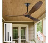 70" Large Ceiling Fan No Lights, Outdoor Ceiling Fan for Patio, Wood Propeller Ceilng Fan Damp Rated 3 Blade Large Airflow Indoor Outdoor Farmhouse Fan for Exterior House Porch