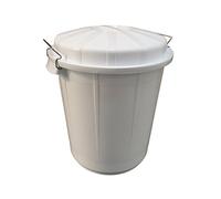 70 Litre White Industrial Food Grade Catering Waste Round Plastic Bin with Clip on Lid - Industrial Heavyweight Strength, High Temperature Range - Diameter 495mm x Height 585mm (5)
