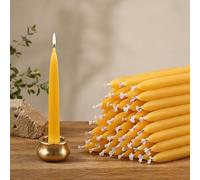 70 Pack Beeswax Chime Candles, 8cm Small Taper Candles for Rituals, Spells and Meditation, Natural Yellow Beeswax with Cotton Wick, Long Burn Time Mini Candles for Prayer Altar