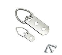 70 Pack D-Ring Steel Picture Hangers Heavy Duty with Screws Picture Frames Double Holes Clasp Picture Hang Solutions, for Hanging Clock Paintings Artwork Picture Frame Hook Photos Mirrors