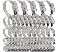 70 Pack Stainless Steel Hose Clamp Adjustable Assortment Kit, 8-64mm Worm Gear Drive Hose Clamps Metal Fuel Line Pipe Clamps for Plumbing, Tube, Mechanical, Automotive, Garden and Home Applications