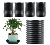70 Packs 14 Inches Large Plant Saucers for Indoor Outdoor Use Heavy Duty Plastic Plant Plate Dish for Planter Bulk Round Flower Pot Drip Trays to Catch Water 4 to 20 Inch, Black