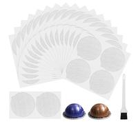 70 Pcs 60mm Reusable Aluminum Foils Seal Lids, with A White Brush, Coffee Pod Foil Lids for Nespresso Vertuo Pods, Self Adhesive Aluminum Foil Lids Compatible with Nespresso Vertuo Refillable Capsule