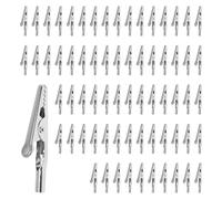 70 Pcs Alligator Clips, 50mm Silver Crocodile Clips with 4mm Jack for Electronics & DIY Projects, Metal Croc Clips Spring Clamps for Laboratory Circuit Testing and Craft Use