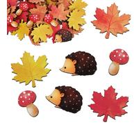 70 pcs Autumn Leaves Confetti Fall Confetti Hedgehogs Mushroom Maple Leaves Thanksgiving Table Decorations for Fall Decor Crafts Card Making Party Supplies