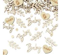70 Pcs Baby Shower Confetti,Wooden Boho Rustic Neutral Baby Showe Table Decorations,for Boys Girls Unisex Gender Reveal Decoration Baby-Shower Decor Showerparty Birthday Party Wedding,Gold