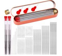 70 Pcs Beading Needles Set Seed Beads Needles with 5 Size Opening Beading Needle Long Straight Beading Needle in Iron Box for Bracelets Making