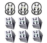 70 Pcs Black White Panda Disposable Tableware Set, Include 30 Plates and 40 Napkins for Kids Baby Shower Birthday Party Supplies