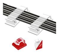 70-Pcs Cable Clips Self Adhesive: 50 Pcs Small + 20 Pcs Large Plastic Cable Tidy Cord for Cable Management - Sticky Wire Organiser for Desk Wall Home Office Outdoor Christmas String Lights (Clear)