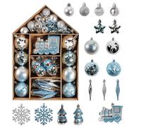 70 Pcs Christmas Ornaments, Christmas Ball Ornaments Xmas Tree Decoration Hanging Ornaments for House Xmas Tree Party Holiday Supplies (Light Blue White)