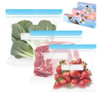 70 Pcs Food Storage Freezer Bags, Reusable Seal Zip Lock Sandwich Sack, 3 Sizes Thicken Leakproof Pouch, BPA Free Small Ziplock Bag for Meat, Fruits, Vegetables, Grains, Nuts, Snacks, Candy