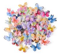 70 PCS Organza Butterflies 3D Butterfly Decorations Fabric Colorful Style A
