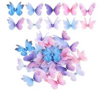 70 PCS Organza Butterflies 3D Butterfly Decorations Fabric Colorful Style B