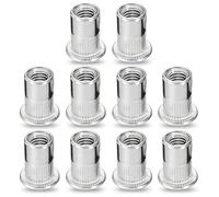 70 Pcs Rivet Nuts M5, 304 Stainless Steel Flat Head Threaded Insert Nutsert Blind Rivets Nut Insert Nutsert Rivnuts Threaded Rivet Nuts for Metal Wood Aluminium
