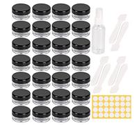 70 Pcs sample pots,5ml with lids cosmetic pot, mini cream empty containers,black small with makeup lip balm jars,for travel face cream, samples, cosmetics empty plastic pot