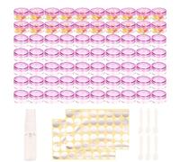 70 Pcs sample pots,5ml with lids cosmetic pot, mini cream empty containers,pink small with makeup lip balm jars,for travel face cream, samples, cosmetics empty plastic pot