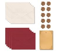 70 Pcs Writing Paper and Envelopes Set with 10 Envelops, 50 Vintage Papers, 10 Seal Stickers, Vintage Letter Paper for Birthday Wedding Invitation Love Letter Invitation Greeting Cards