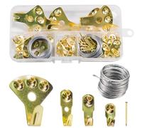 70 PcsPicture Hooks, Picture Hanging Kit, pPicture Hanging Hooks, Assorted Sawtooth Picture Hangers with Sawtooth, for Pictures Photos Arts Decorations in Home Office(Gold) (70)