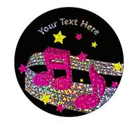 70 Personalised Holographic Sparkly Music Notes Motivational School Praise Teachers Reward Stickers 37mm Primary Teaching Services