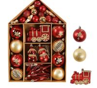 70-Piece Christmas Bauble Set - Red & Gold Tree Decorations | 18 Varieties | 70 Pre-Tied Ornaments | Shatterproof Xmas Baubles | Luxury Holiday Christmas Decor for Tree, Home & Parties