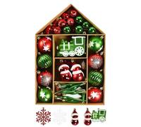 70-Piece Christmas Bauble Set - Red & Green Tree Decorations | 18 Varieties | 70 Pre-Tied Ornaments | Shatterproof Xmas Baubles | Classic Christmas Decor for Tree, Home & Holiday Parties