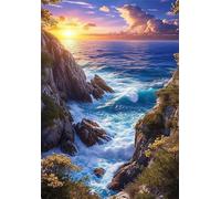 70 Piece Jigsaw Puzzle for Adults Sunrise Ocean Rocks - Fun Challenges & Brainteasing Adult Jigsaws - Puzzle Games 70 Piece