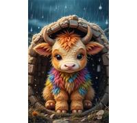 70 Piece Jigsaw Puzzles for Adults, Animal Cow 7.9x5.9 inch, Challenging Brain Teaser Puzzle, Premium Cardboard Hobby Gift for Adults & Seniors