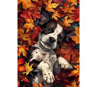 70 Piece Jigsaw Puzzles for Adults Animal Dog Maple Leaf Puzzle Fun Challenges Perfect for Relaxation Letter Printed on Back Interlock Perfectly No Dust for Men Women Elders Seniors 7.9 x 5.9 inch