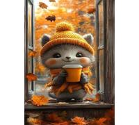 70 Piece Jigsaw Puzzles for Adults Autumn Cute Cat, Educational Games, Challenging & Brainteasing for Men Women Elders Seniors, Puzzle 70 Pieces