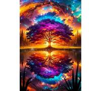 70 Piece Jigsaw Puzzles for Adults, Colorful Tree of Life 7.9x5.9 inch, Challenging Brain Teaser Puzzle, Premium Cardboard Hobby Gift for Adults & Seniors