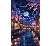 70 Piece Jigsaw Puzzles for Adults Moon City River Puzzle Fun Challenges Perfect for Relaxation Letter Printed on Back Interlock Perfectly No Dust for Men Women Elders Seniors 7.9 x 5.9 inch