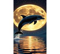 70 Piece Jigsaw Puzzles for Adults, Moon Dolphins Classic Puzzle, 7.9x5.9 inch, Premium Interlocking No Dust, Family Indoor Activity