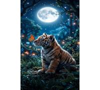 70 Piece Jigsaw Puzzles for Adults, Moon Tiger Butterfly 7.9x5.9 inch, Challenging Brain Teaser Puzzle, Premium Cardboard Hobby Gift for Adults & Seniors