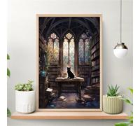 70 Piece Jigsaw Puzzles for Adults, Puzzle Educational Games, Challenging Puzzle, Puzzles 70 Pieces Animal Cat Bookshelf